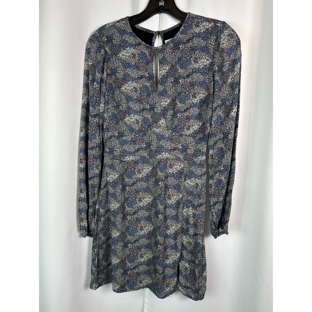 Abercrombie & Fitch Blue Floral Long Sleeve Keyhole Mini Dress Boho XS